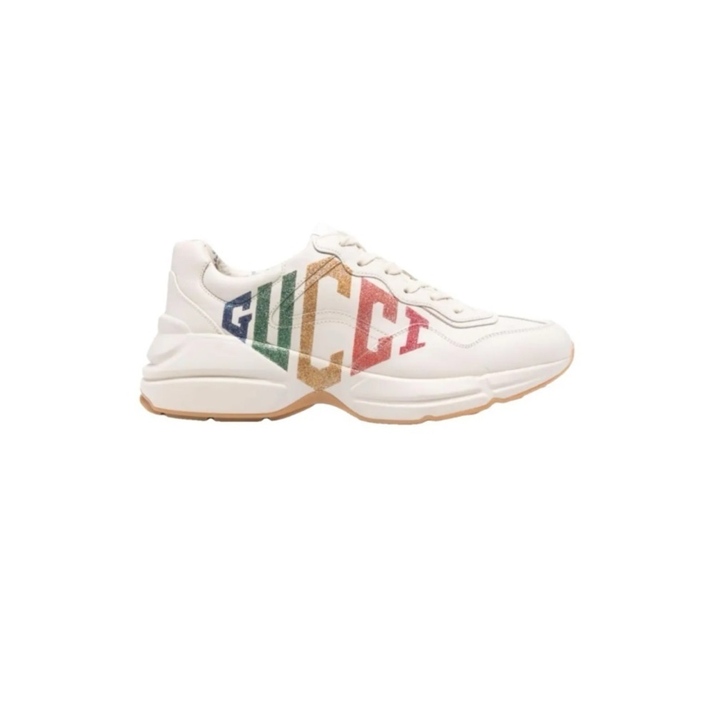 Gucci, leather Rython sneakers with colorful logo size 42 fits 11 US